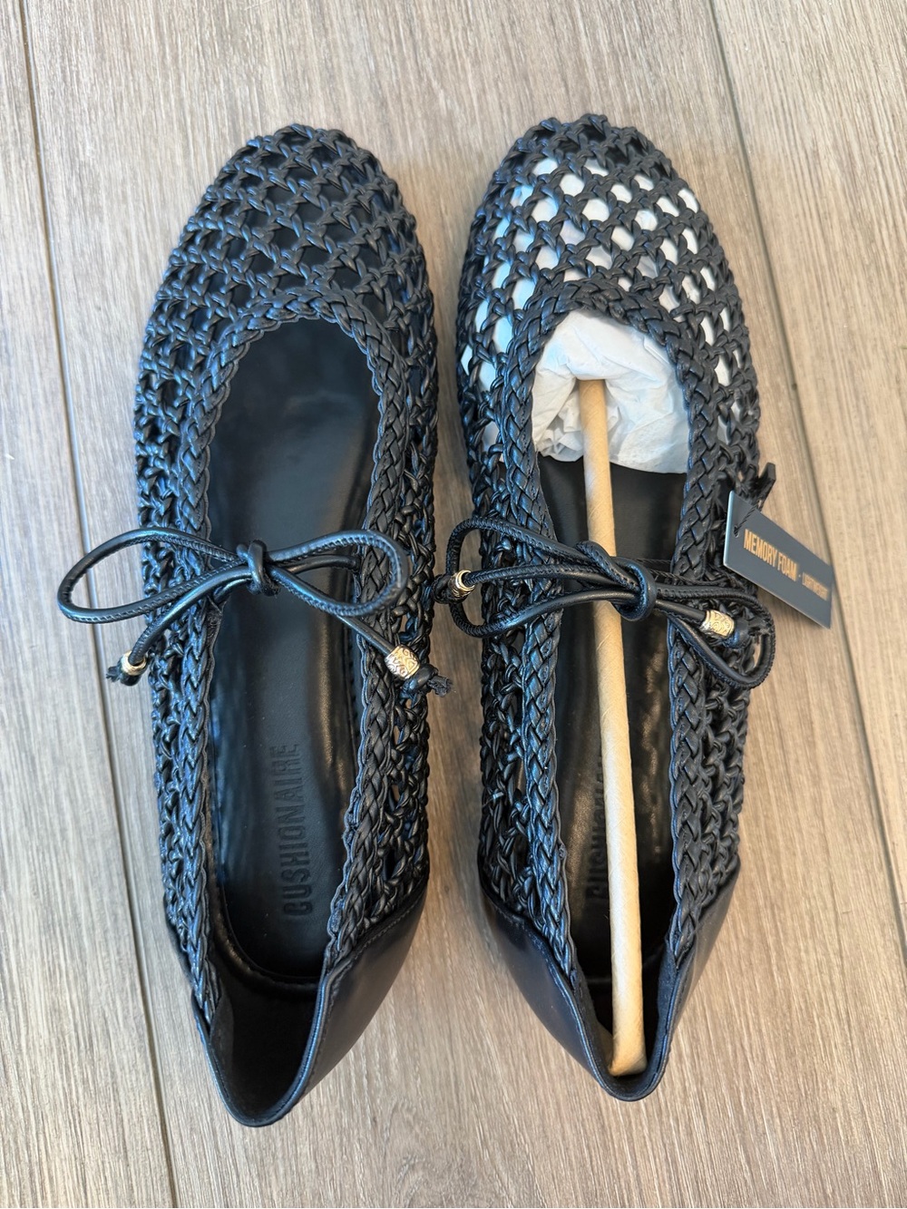 Cushionaire Black Woven Bow Ballet Flats